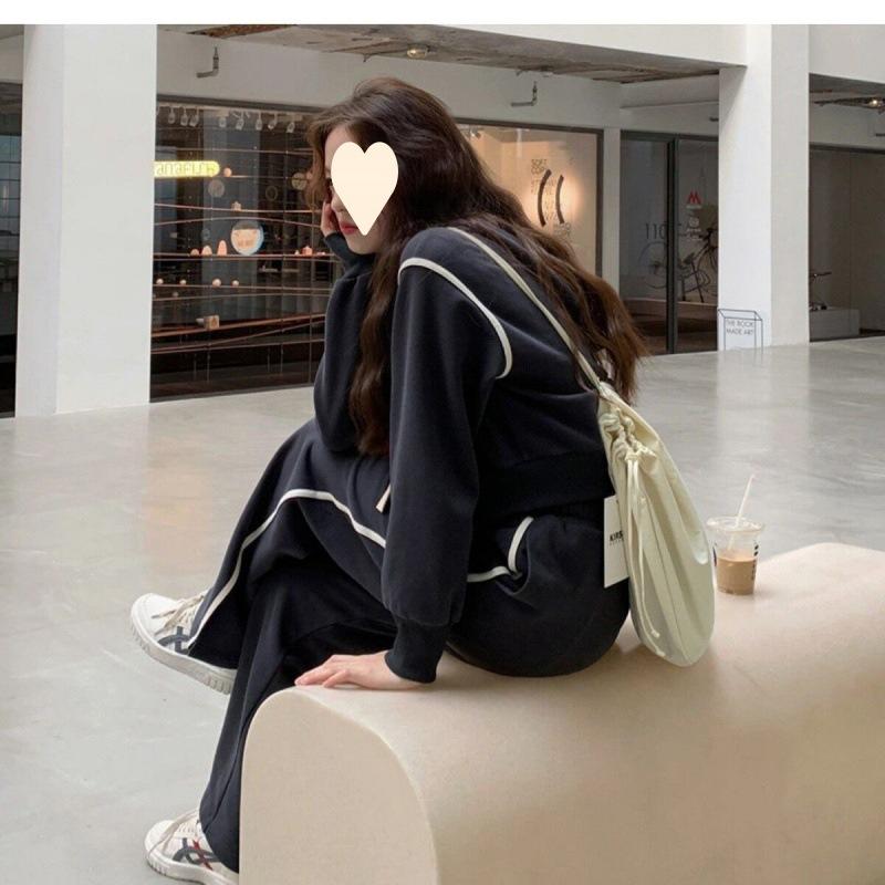 Sports Suit for Women in Spring and Autumn Korean Style Loose Fashion Sweatshirt Casual Running Wear Two-piece Set