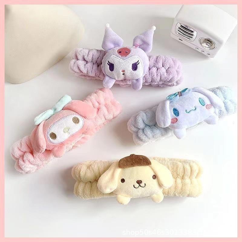 Cute And Charming Sanrio Kuromi Melody Doll Facial Wash Makeup Hairband Cinnamoroll PompomPurin Sweet Non Slip Elastic Hair Accessories