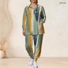 Women Plus Size Nurse Scrub Set V Neck Long Sleeve Printed Navy Blue Black Pocket Top And Pants