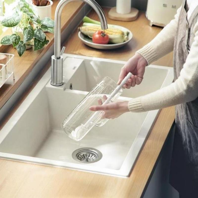 360° Full Cleaning Silicone Brush with Foldable Head Bendable Cup Cleaning Brush Cleaner Long Handle Bottle Glass Cleaning