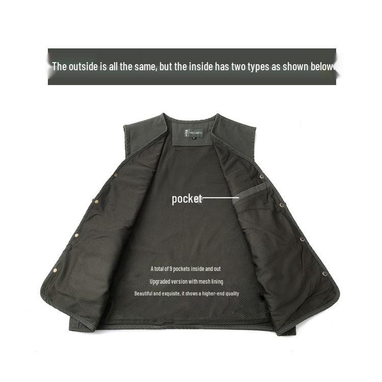 Men's Multi-Pocket Fishing Vest for Spring & Autumn - Ideal for Middle-Aged & Elderly