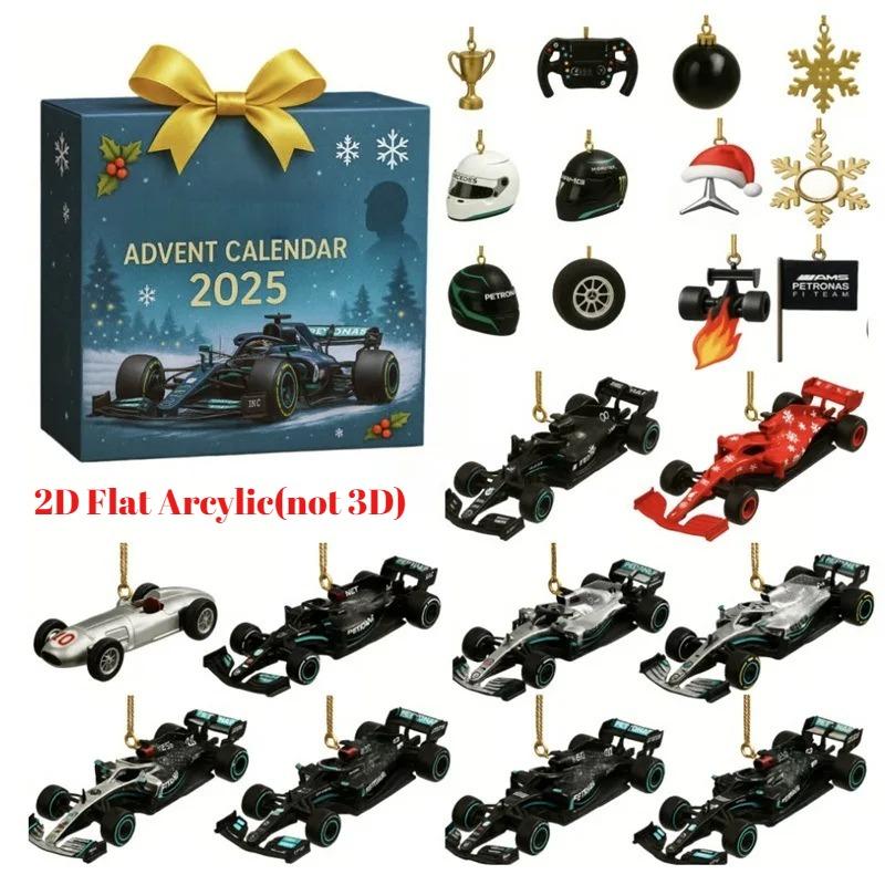 Calendario dell'Avvento di Natale Racing 2025, Calendario del Conto alla Rovescia di Natale di 24 Giorni, Ornamenti da Collezione Team Racing 2D, Regali di Vacanza per Fan Ragazzi Ragazze