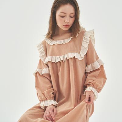 Ilusida [W] Orangemomo Ivory Frill Long Onepiece Family Pajamas