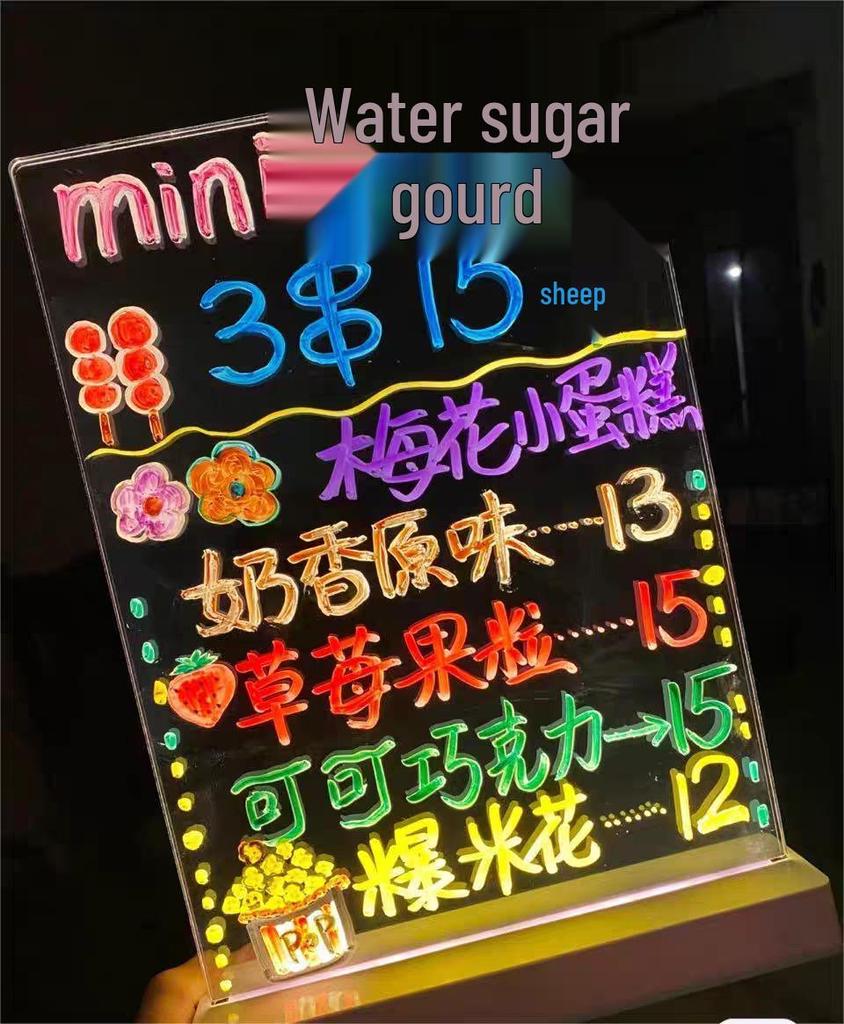 Erasable LED Luminous Drawing Board - Rechargeable Fluorescent Night Light Sign & DIY Message Display