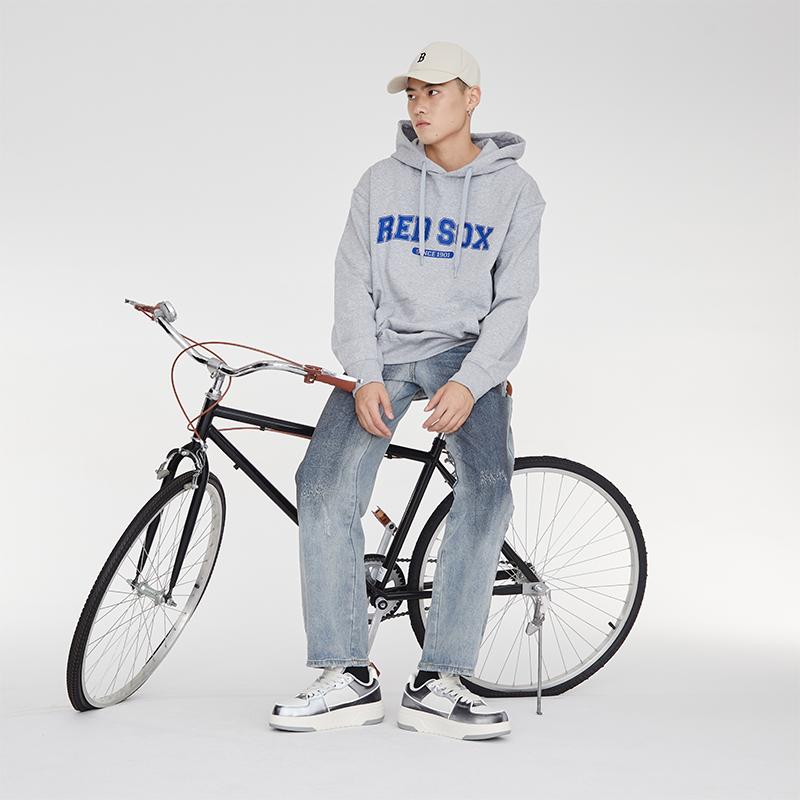 MLB College Style Series Sweatshirts Unisex Gray Hooded Moderate Regular 3AHDV0134-43MGS