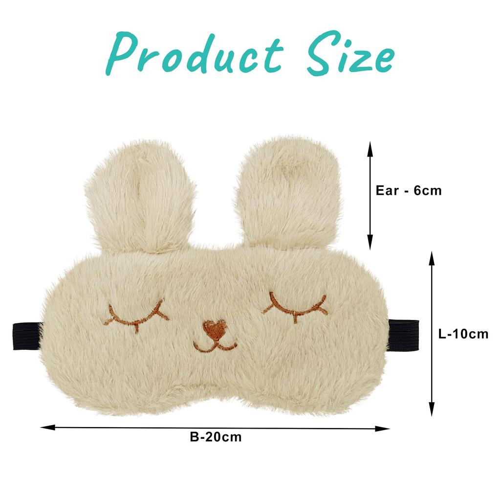 Jenna Eye Mask for Sleeping with Adjustable Strap Super Soft Sleeping Mask Blind Fold for Comfortable Sleep Travelling Sleep Mask (Fur_Bunny_Cream)