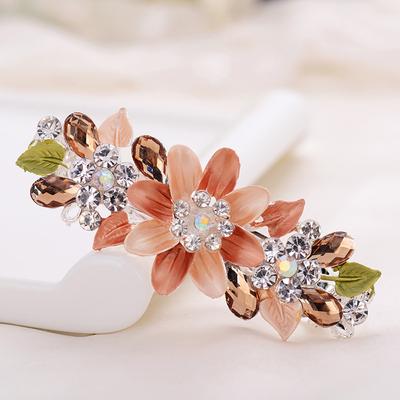 Ladies Woman Girls Wedding Flower Barrette Hairpin Rhinestone Hair Clips Hair