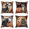 1Pc Halloween Holiday Pillow Cover 18X18 Inch Polyester Print Retro Style Holiday Decoration Home Sofa Cushion Cover
