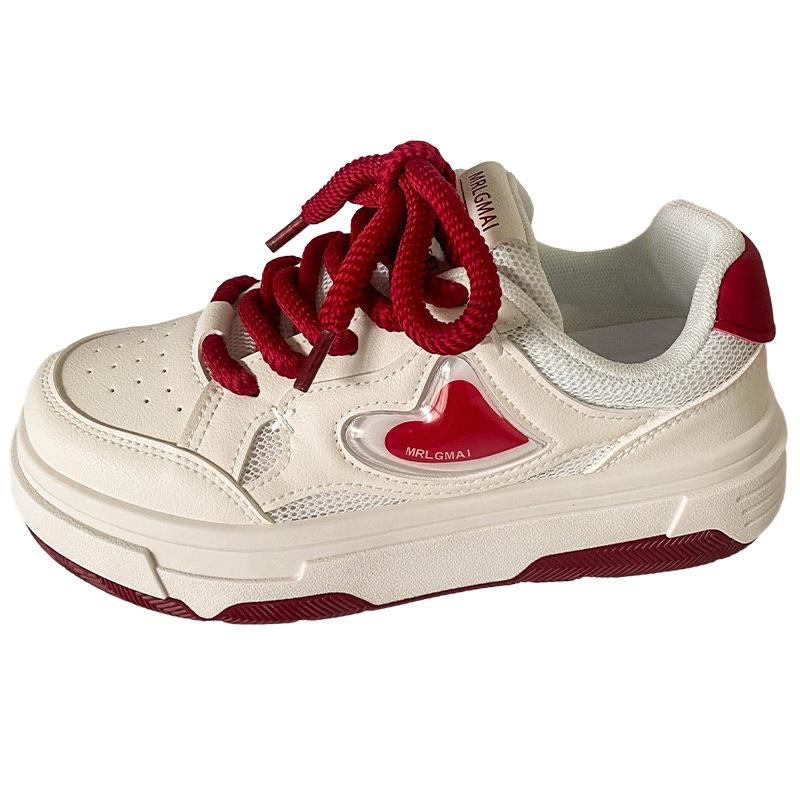 

B1021 латексная стелька/любовь толстая подошва туфли женская обувь нишевый дизайн 2024 новая популярная обувь на доске белая обувь 40 бежевый