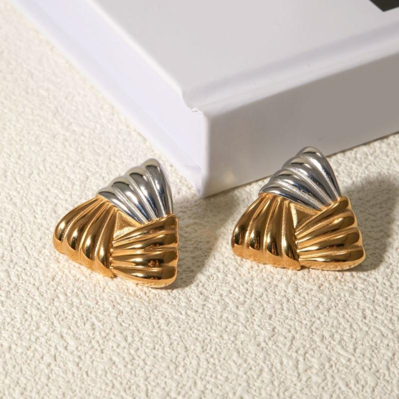 Handmade Gold Silver Geometric Studs Earrings Comfortable Ear Accessories Alloy Jewelry for Women Daily Or Party Wear
