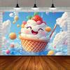 A whimsical cartoon ice cream wall decoration - a vibrant polyester banner, perfect for families.