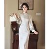 Fashion Improvement New Chinese Long Inverted Long-sleeved Cheongsam Autumn and Winter New Loose Version Daily Wear Cheongsam