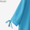 ZANZEA Women Square Neck Summer 3/4 Sleeve Loose Blouse
