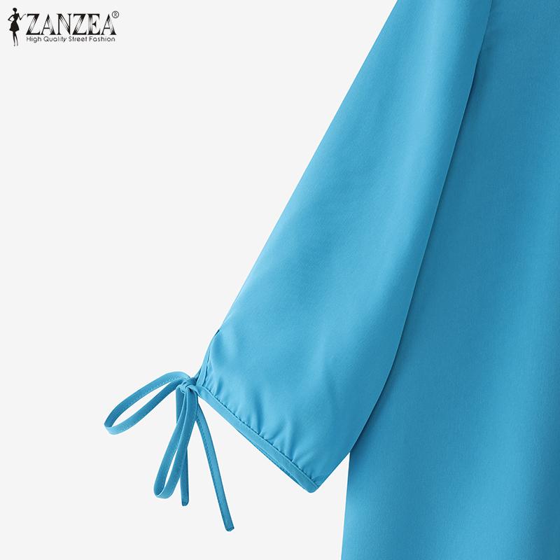 ZANZEA Women Square Neck Summer 3/4 Sleeve Loose Blouse