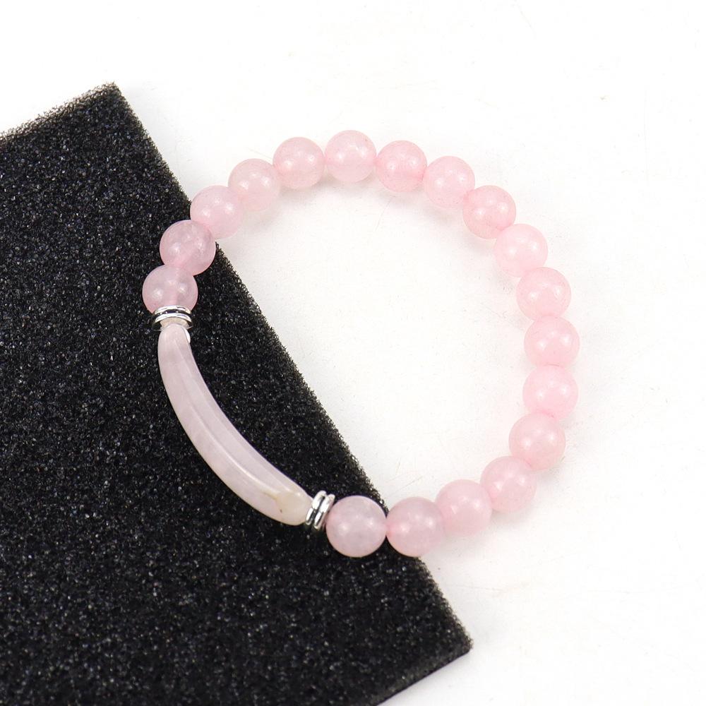 

Natural Stone Bridge Round Bead Bracelet Elastic Beaded Agate Crystal Bracelet Bracelet B71 рожевий кварц кольору