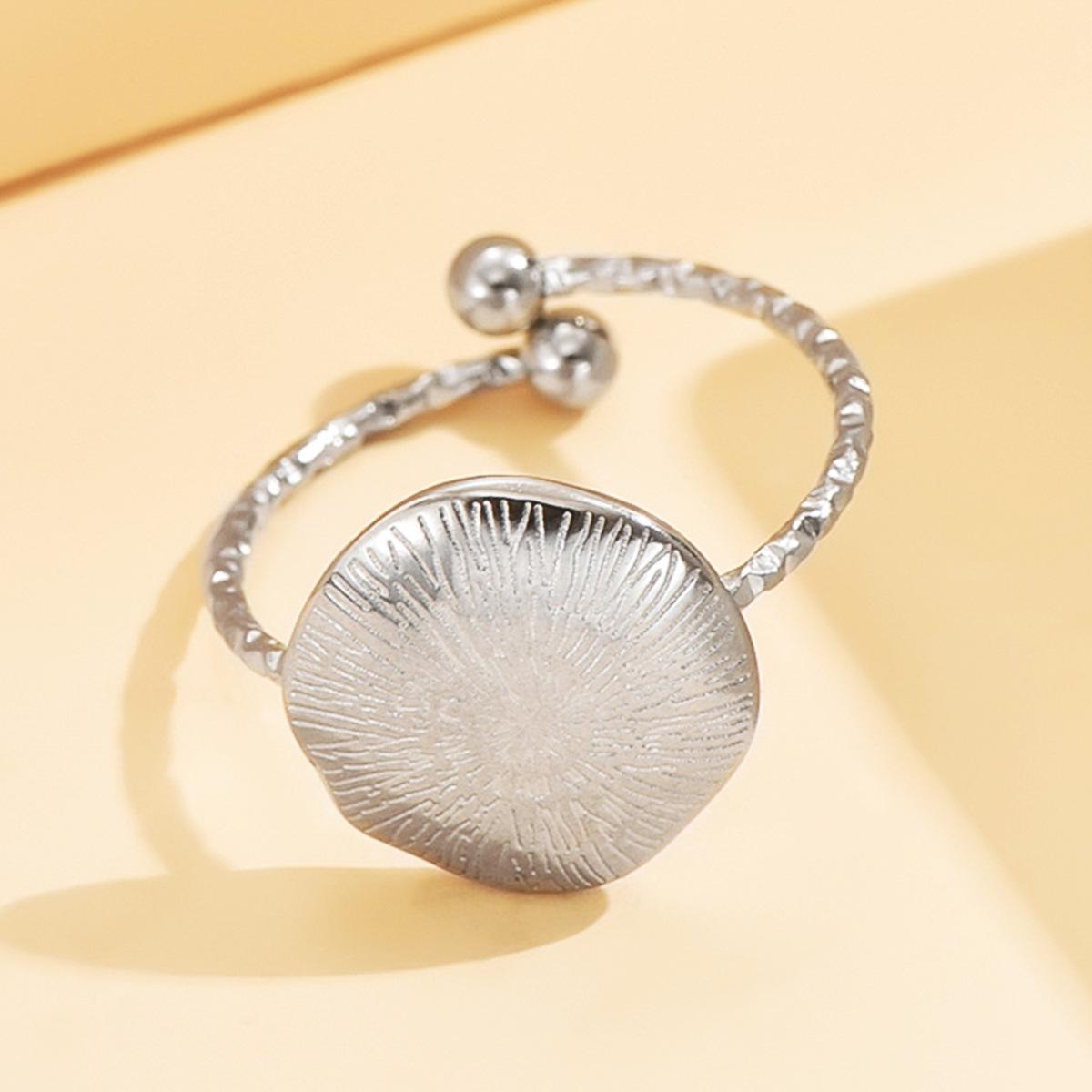 Women s Retro Geometric Irregular Texture Stainless Steel Ring - Versatile and Stylish