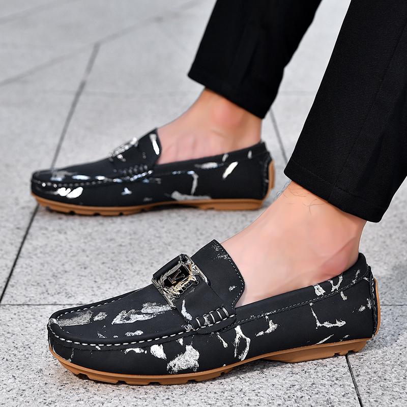 Herren Echte Leder Slipper Fahrerschuhe Bequem Weicher Boden Lässig Britischer Stil Frühling Sommer Atmungsaktiv Anti-Rutsch