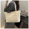 Fresh Temperament Fashion Design Oceanic Colour Blocking Straw Texture Single Shoulder Armpit Bag Female