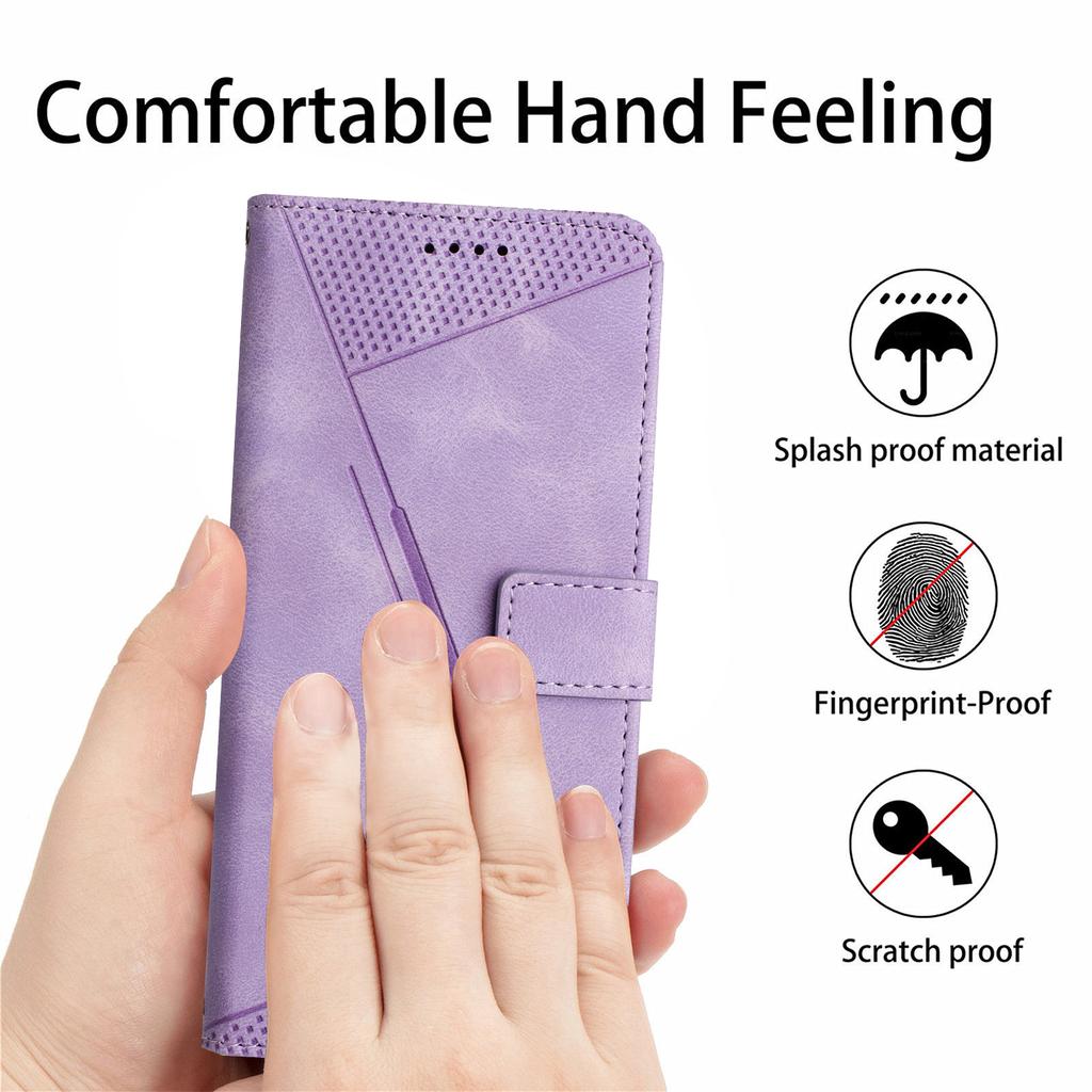Leather Cover for Motorola Moto G Stylus 5G (2022),Triangle Imprint Wallet Stand Phone Case with Strap