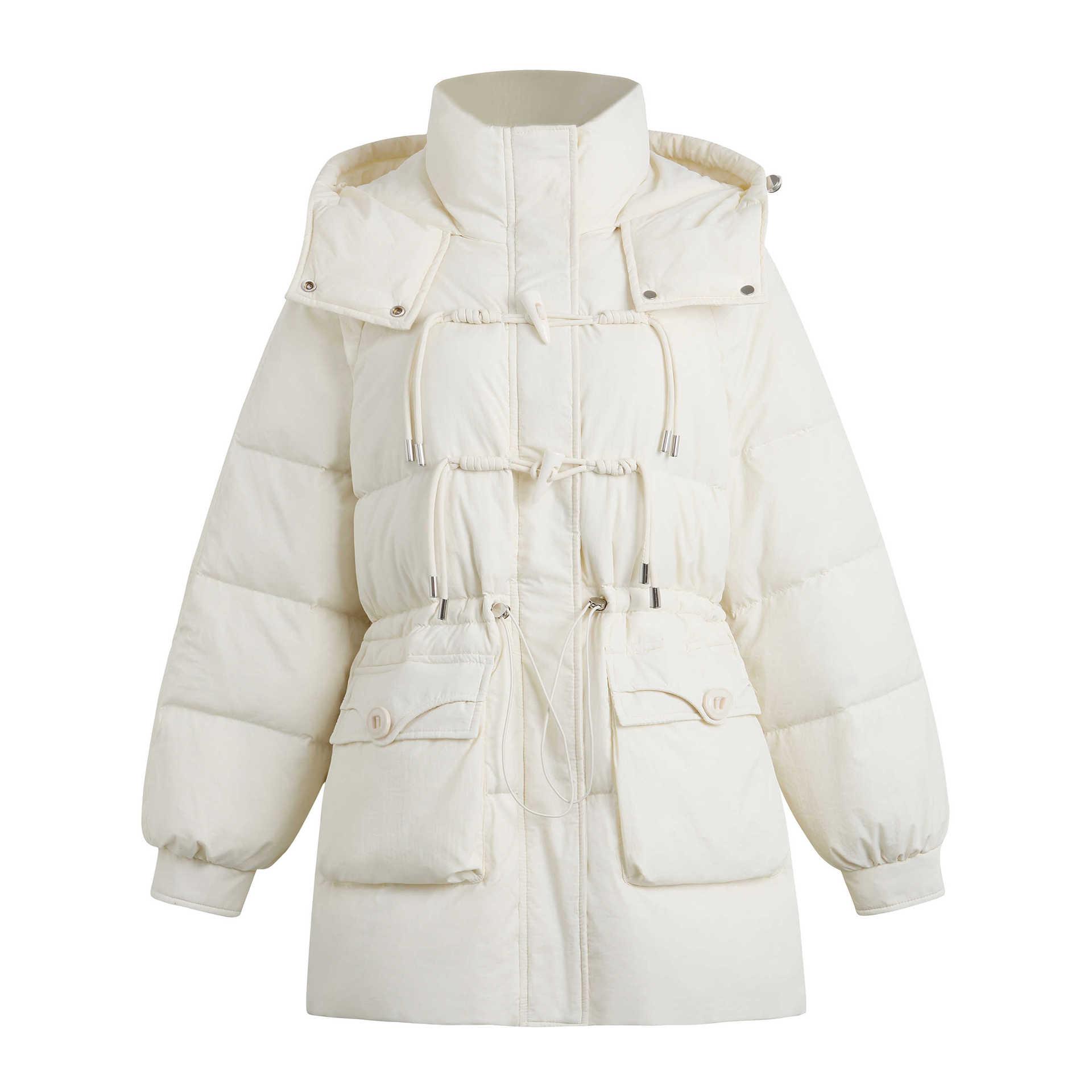 

Зимове корейське пальто середньої довжини з капюшоном для жінок великих розмірів 63626 1XL (130-150 jin recommended)