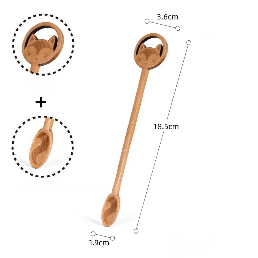 Creative Cartoon Animal Stirring Spoon, Lemon Leaf, Internet-famous Wooden Spoon, Nordic-style Ins Souvenir, Japanese and Korean Coffee Spoon