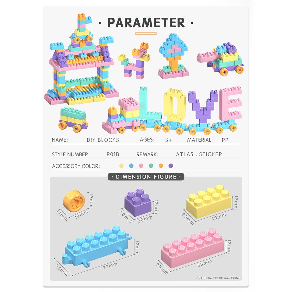 Macaron Pvc Card Head Bag, Kindergarten Baby Hands-On Brain Puzzle Building Block Toy