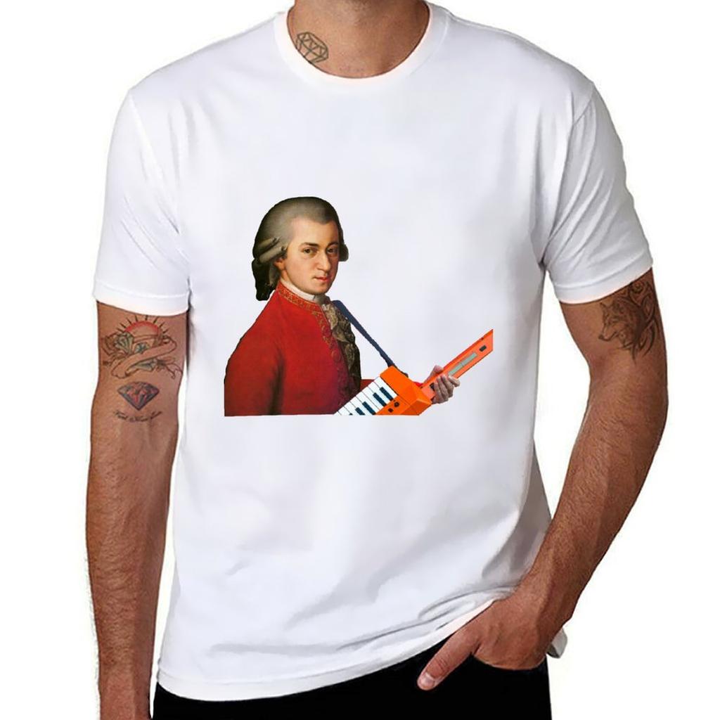 Mozart with a Keytar TShirt Gym Wear Breathable Short Sleeve Tee