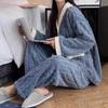 Verdickter Warmer Flanell Damen Winter Langarm Gestreifter Pyjama Junge Mädchen Einfarbig Locker Nachtwäsche Homewear 2-teiliges/Set Schlafanzug