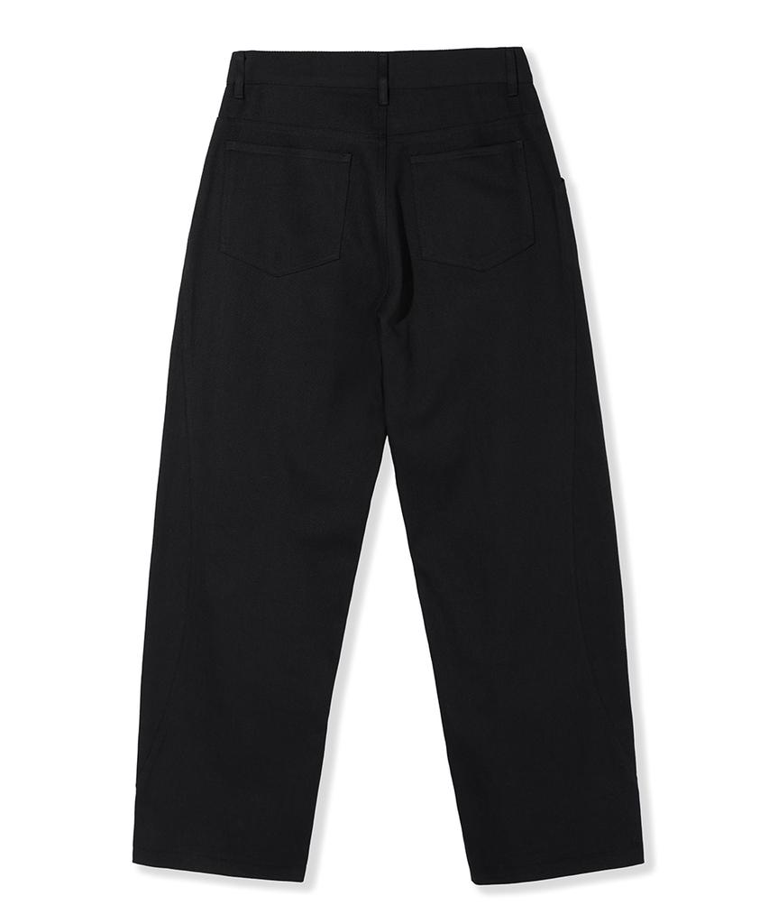 NODU Adn Wide Curved Cut Daily Cotton Pants [Black]