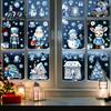 Home Decor for Christmas 9Pcs Window Clings, Blue Santa Snowman Reindeer Static Stickers, Nutcracker Clings Reusable Double Sided Xmas Decorations