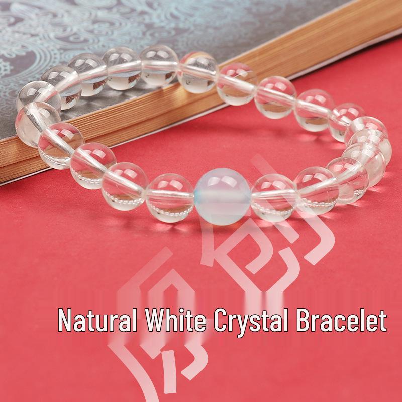 

Classic A-Grade Natural White Crystal Single-Loop Bracelet for Men and Women 8mm