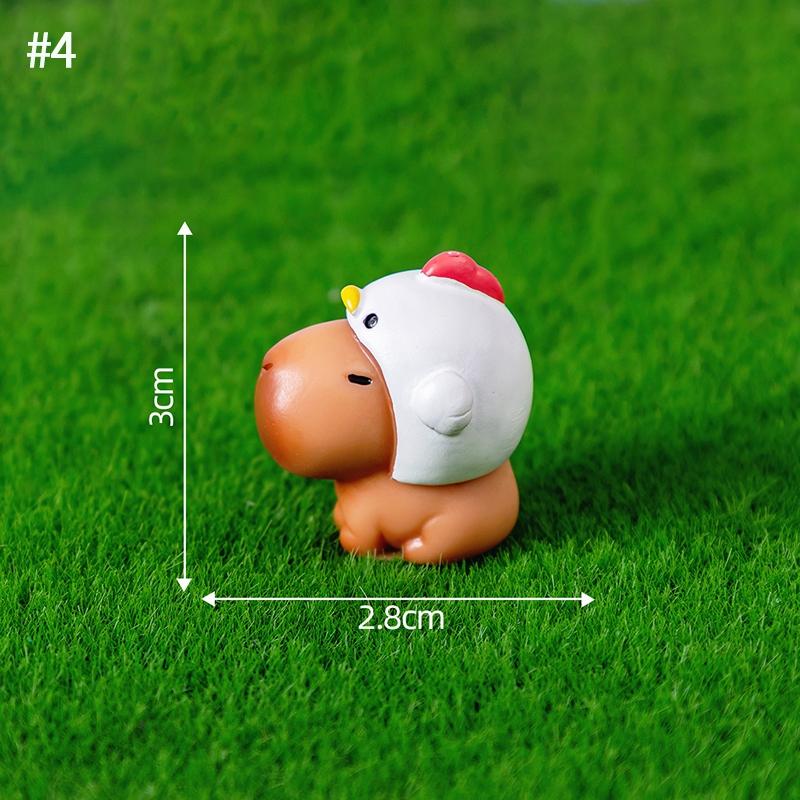 Mini Capybara Figure Ornament Desk Accessories Automotive Car Interior Ornament Resin Figure Miniature Model Animals Decoration