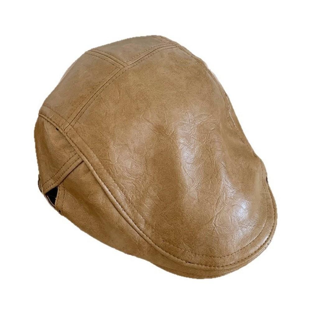 PU Leather Peaked Cap Vintage Newspaper Hat New Sun Hat  Outdoor Sports