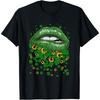 Funny Cotton Men Lips Drip Shamrocks Horseshoes St. Patrick's Day T Shirt
