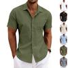 Men's Summer Loose Collar Button-Up Top  Men's Casual Beach Short-Sleeve Shirt