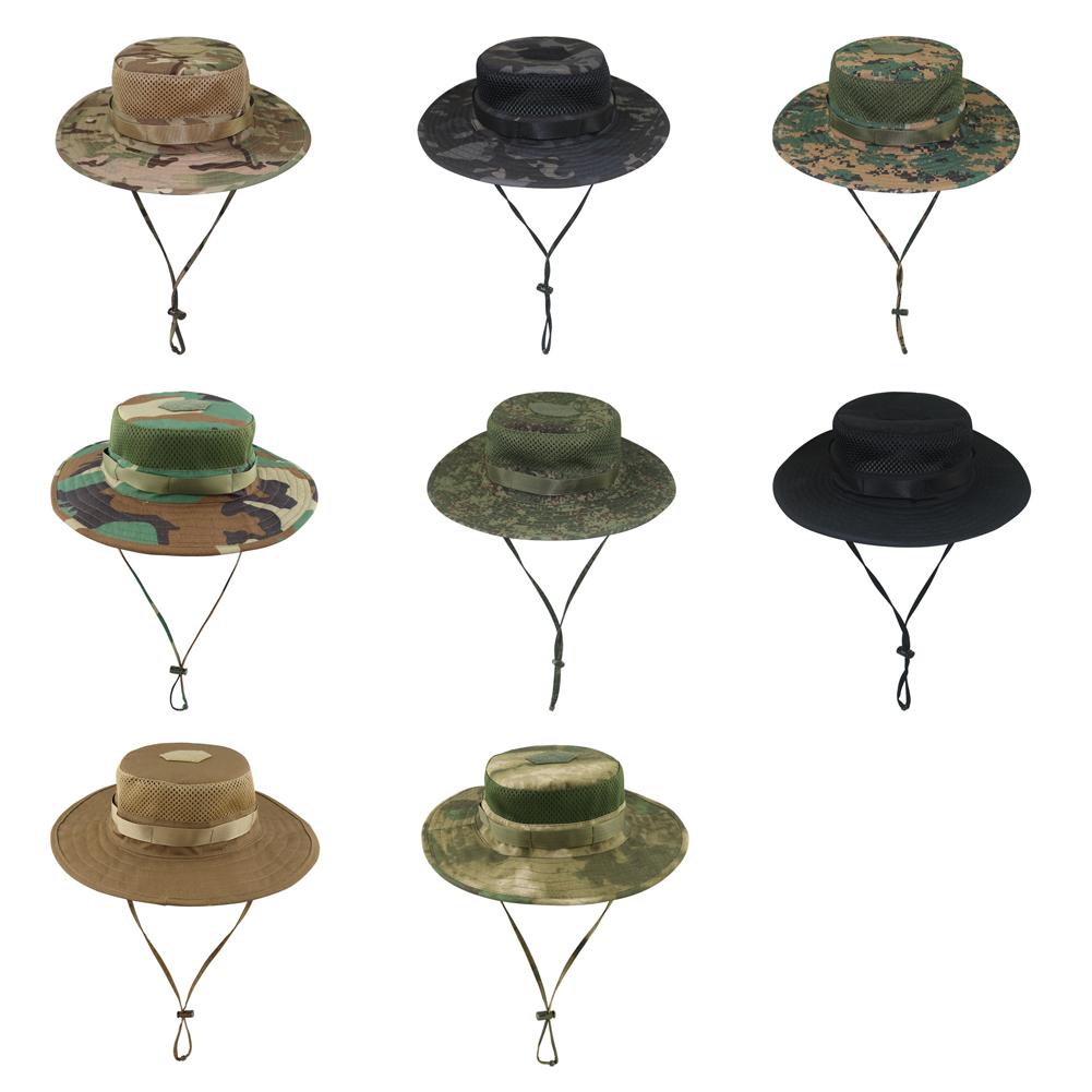 1Pc Vintage Camouflage Boonie Women Men Hat Tactical US Bucket Hats Panama Summer Cap Hunting Hiking Outdoor Camo Sun Caps