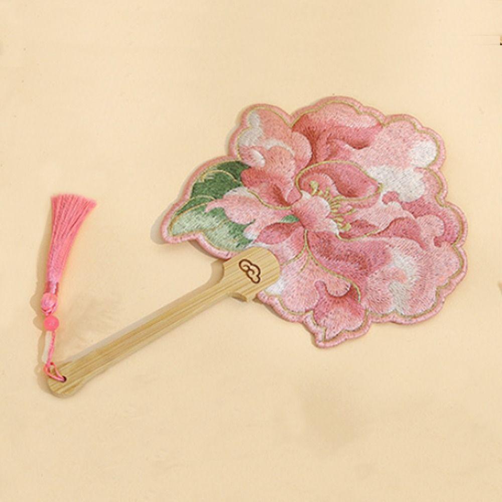 Tassels Embroidered Round Fan Handheld Group Fan Ancient Chinese Style Fan  Photography Prop