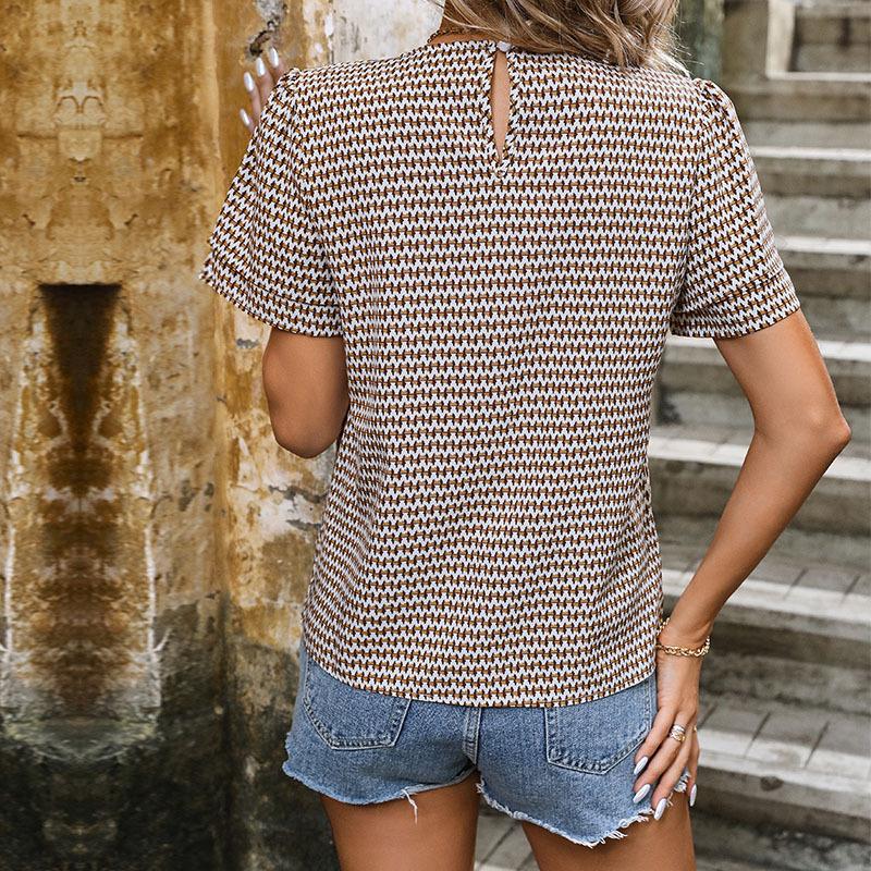 Summer Round-neck Pullover Geometric Printed Short-sleeved Women's T-shirts