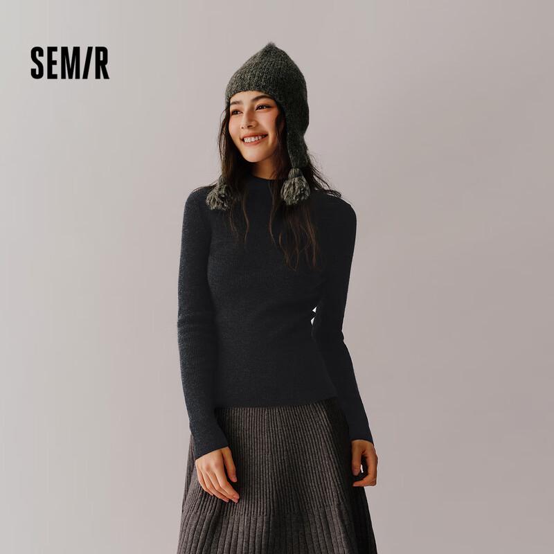 Semir Women's Pure Wool Mock Neck Slim Fit Sweater