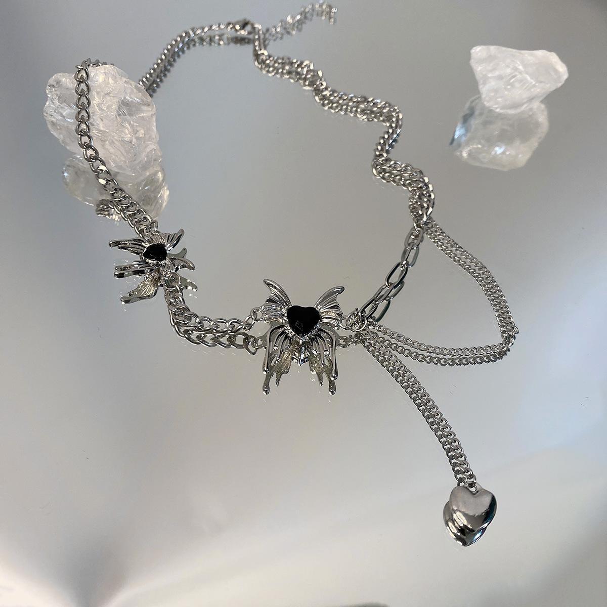 

Y2K аксессуары, модное персиковое сердце, подвеска в форме капли воды, ожерелье с розовым кристаллом Egirl, милая крутая цепочка на ключицу, эстетические украшения