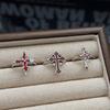 Gothic Spice Girl Red Enamel Zircon Cross Tide Opening Ring Sweet Cool Dark Premium Ring