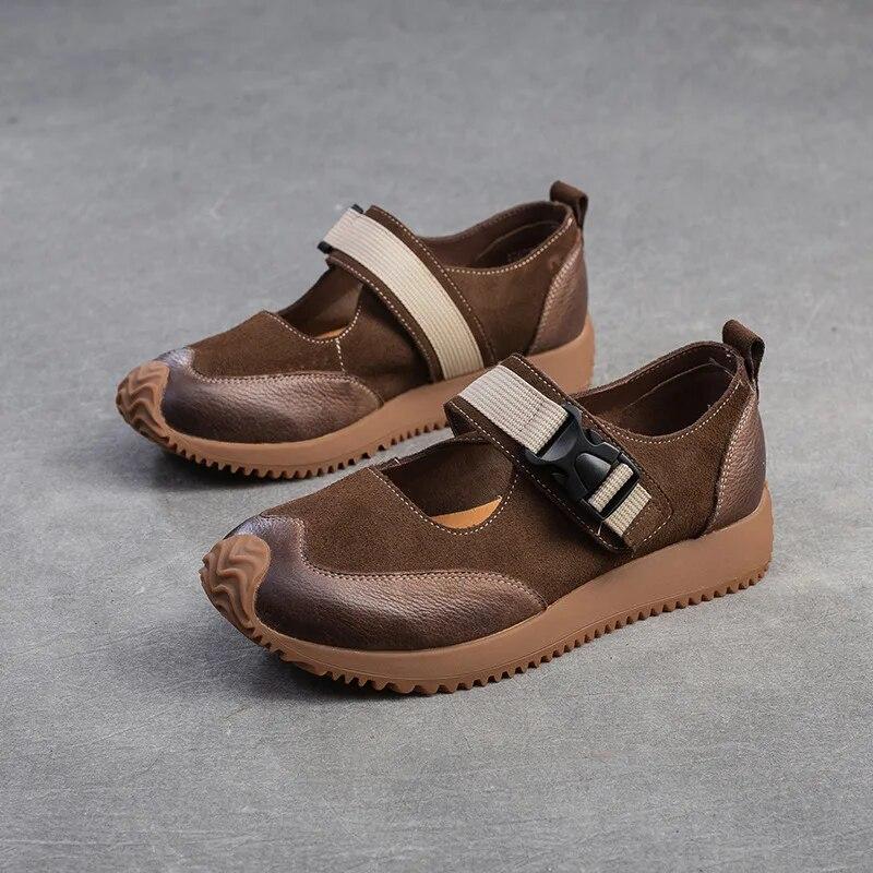 Johanature Retro Lightweight Flats Genuine Leather Casual Comfort Versatile Women's Shoes