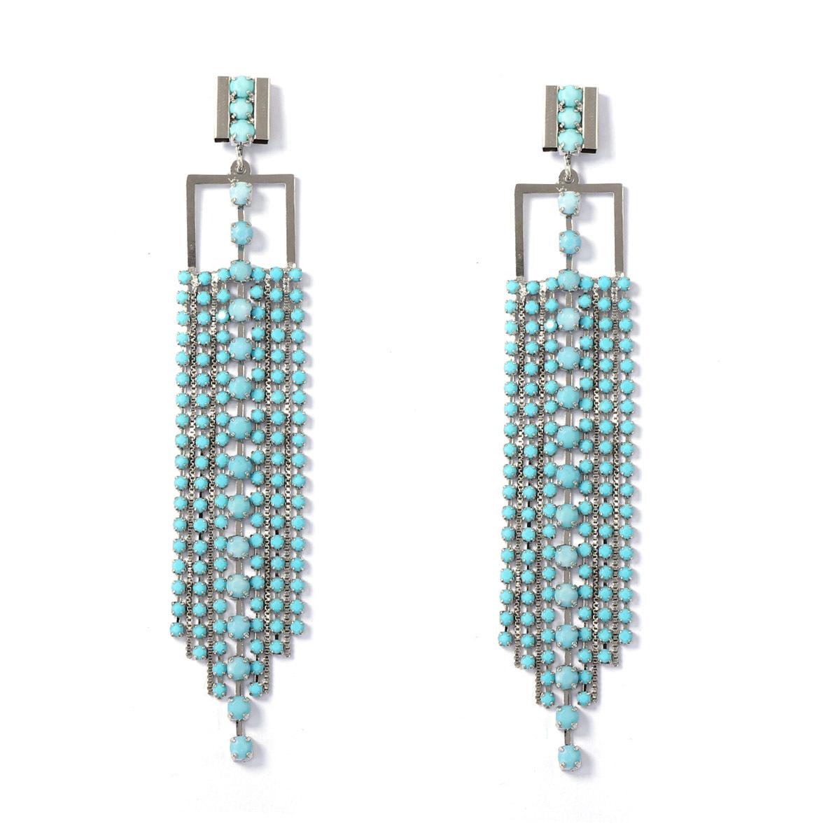 

Cross Border Fashion Long Geometric Tassel Dangle Earrings Light Luxury High Grade Exquisite Personality Ear Jewelry For Women синий