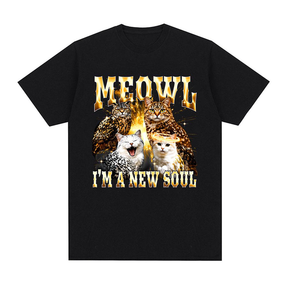 

Meowl Cat Owl Funny Meme I m A New Soul Graphic T-shirts Men s Clothing Fashion Harajuku Short Sleeves Cotton Summer T Shirts... S разноцветный