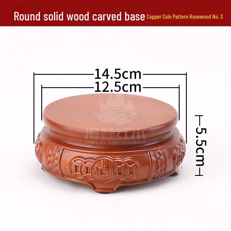 Rosewood Carved Flower Arrangement Bonsai Vase with Ebony Buddha Statue Holder.