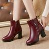 Genuine Leather Winter Women Boots Warm High Heels Ankle Boots Women Thick Wool Warm Snow Boots Woman 2025 Elegant High Heels