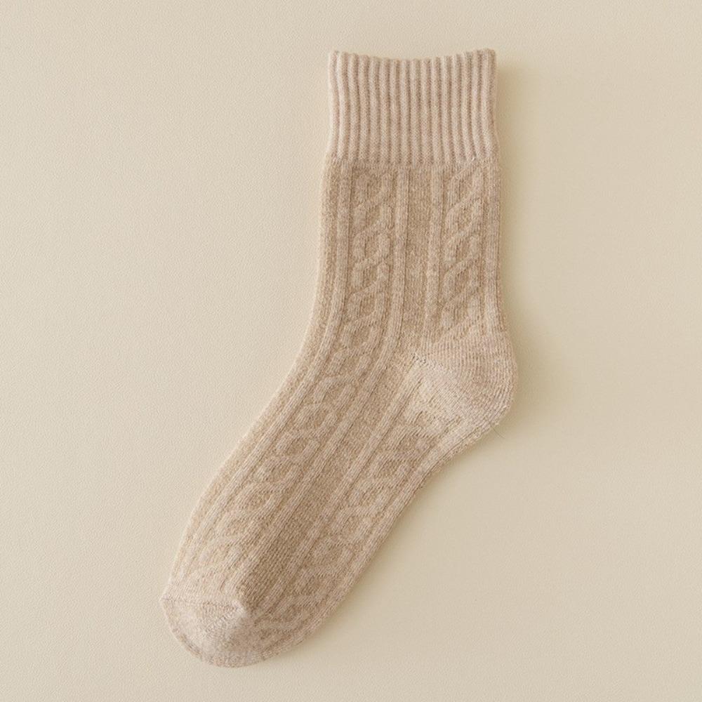 

1/5 Pairs Warm Winter Thickened Wool Socks Fleece Solid Color Women s Floor Socks Seamless Anti-Cold Polycotton Snow Socks 35-39 хаки