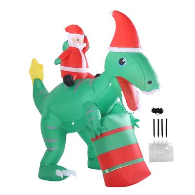 5.9FT Nadmuchiwany Święty Mikołaj Jeżdżący na Dinozaurze IP44 Wodoodporny Dmuchany Świąteczny Ozdoba Podwórza do Domu na Imprezę Plenerową US