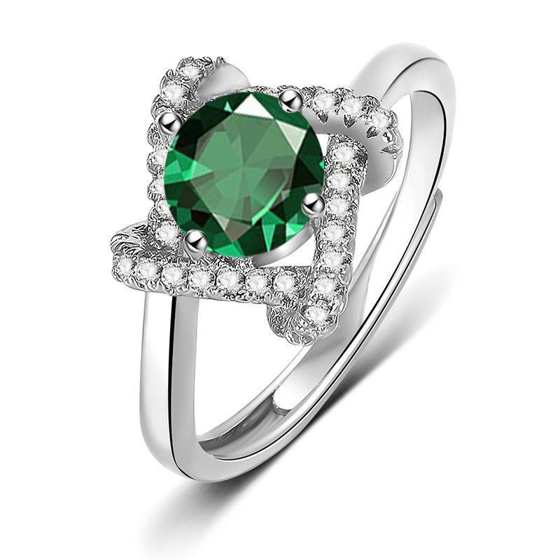 Twisted Four Leaf Clover Design 1 Carat Simulated Moissanite Ring For Women Lucky Daily Wear Engagement Fashion Jewelry
