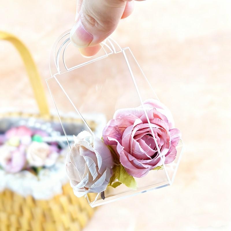 13 Piece Transparent Acrylic Candy Box Bags Wedding Party High-end Table Arrangement Plastic Triangular Handle Basket Gift Box